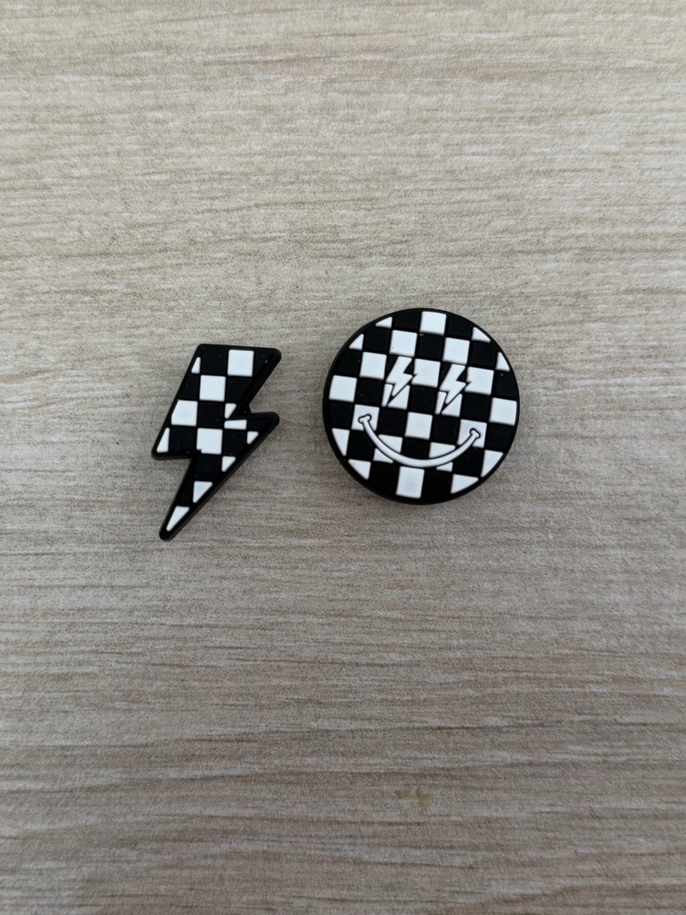 CROCS Black and White Checkerboard Jibbitz Charms (2 Pack)